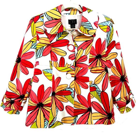 CR Sportswear Floral Lined Jacket Blazer Womens Size 8 EUC - Picture 1 of 7